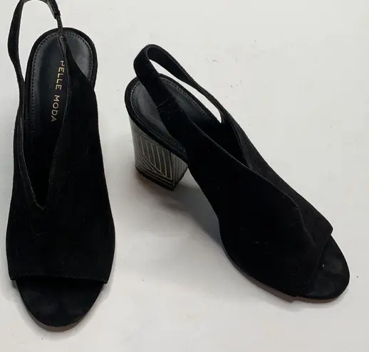 Pelle Moda Women's Black Madra Pump Slingback Heels Shoe S