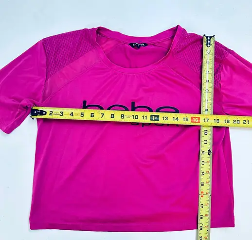 Bebe Sport Cropped Pink T-Shirt Logo Size Large Polyester Spandex