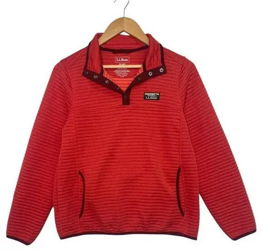 LL Bean Top Womens Extra Small Petite Red Airlight Knit Pullover Snap Outdoor Size undefined