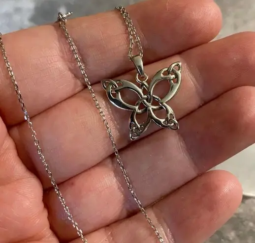 Sterling Silver Celtic Butterfly With Triquetras Necklace