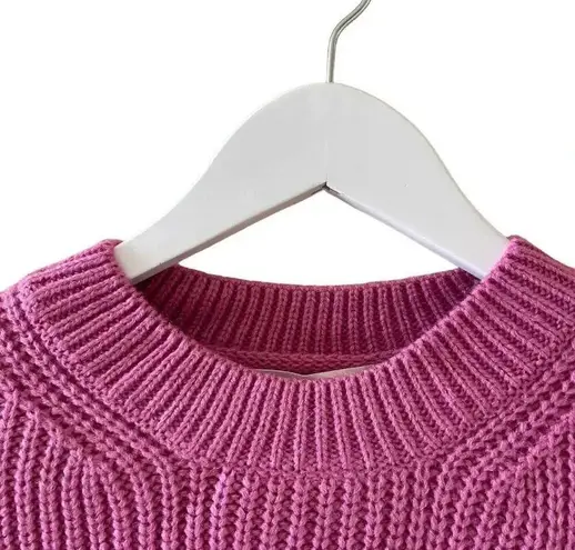 Elodie Waffle Knit Cropped Sweater Women's Purple Long Sleeve Crew Neck S