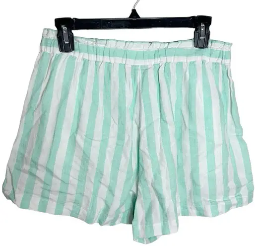 Stoney Clover Lane x Target striped linen blend front tie shorts green white M