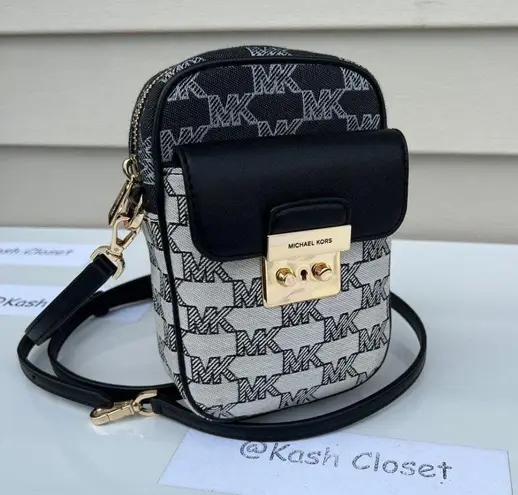Michael Kors  Black Multi Phone Crossbody Sloan SM Top Zip Front Pocket