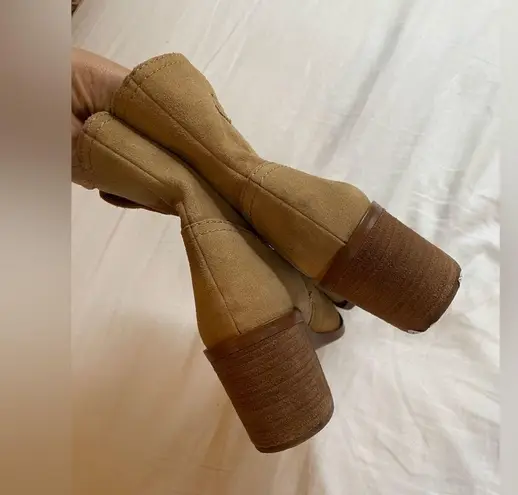Suede Leather Sand Western Livie Bootie Tan Size 7.5