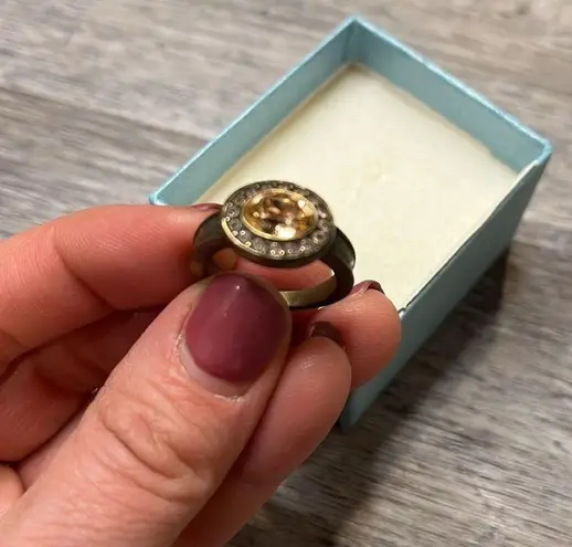 Touchstone Crystal by swarovski Sonoma rose gold bronze halo jewelry ring size 6 Pink