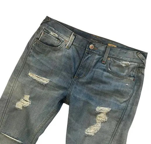 Level 99 Sarah Twisted Seam Tomboy Distressed Jeans In Cristal Blue Size 29