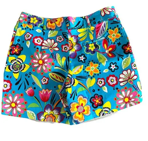 Bamboo Traders Retro Floral Print Cotton Shorts Size 10