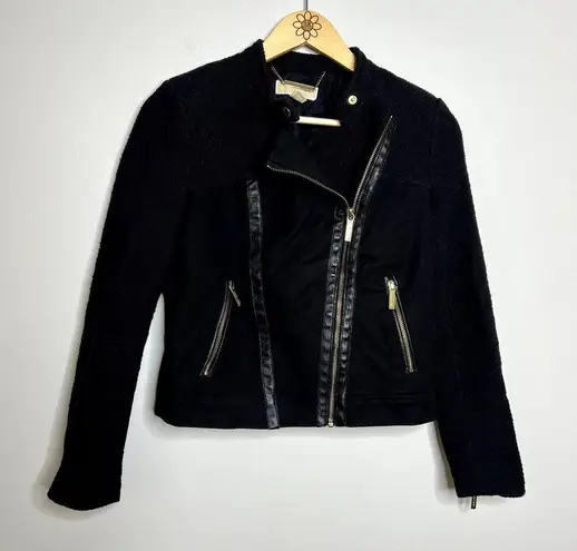 Michael Kors  Tweed Denim Moto Biker Jacket