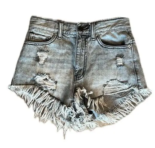 Urban Outfitters  High Rise Cheeky Grey Denim Shorts