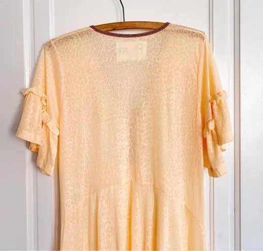 pitusa • Inca midi dress beach coverup sheer orange cheetah pattern resort