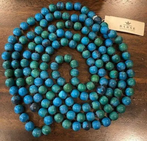 Barse Brand BARSE Genuine Azurite Magnesite Beaded Matte Necklace NWT 60”