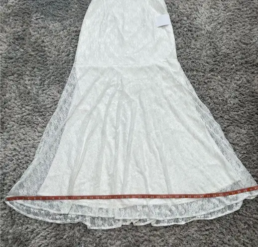 Lulus White Lace Bustier Maxi Dress – Size L – Stretch Fit Bridal Gown – New Size L