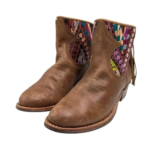 Handmade Artisan Distressed Leather Booties EUC Size 8 S3188 Brown