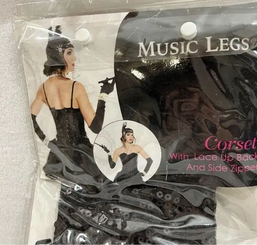 Music Legs Corset W/ Lace Up Back & Side Zipper Womens S Halloween Costume 70574