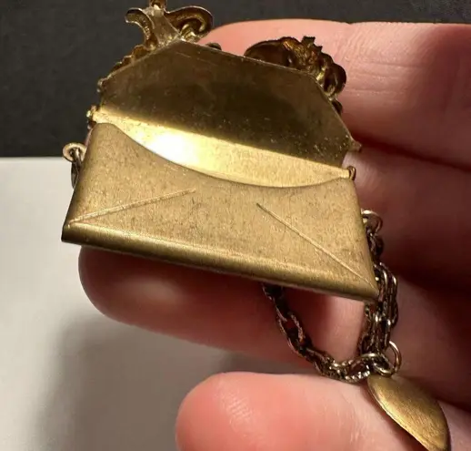 Retro Bronze Tone Mini Metal Envelope For Small Love Note Brooch Pin