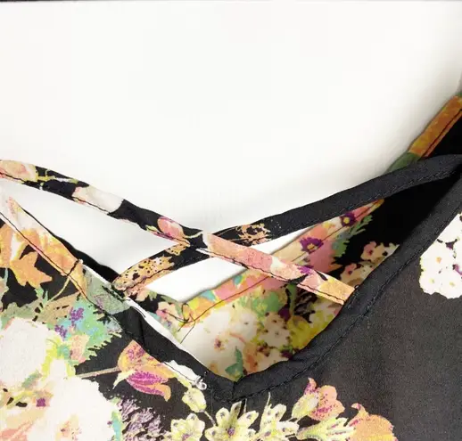 Ambiance Apparel - Black Floral Crop Top - Sz. S