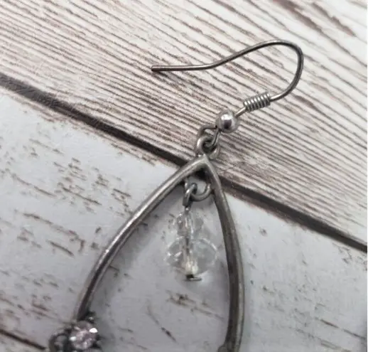 Silver Tone & Clear Dangle Earrings For Pierced Ears *Some Missing Dangles*