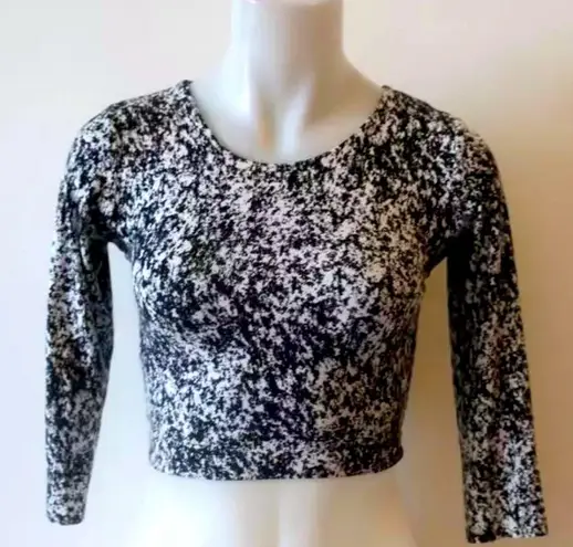 Nadia Tarr Skirt Top 2 piece SET Bodycon High Waisted Crop Splatter Print Small Black - Image 9