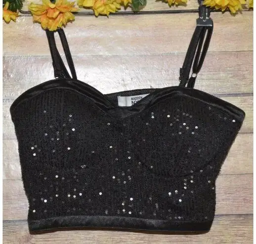 Women’s Madden NYC Black Sequin Bustier Size M Party Night Out Smocked Back Size M