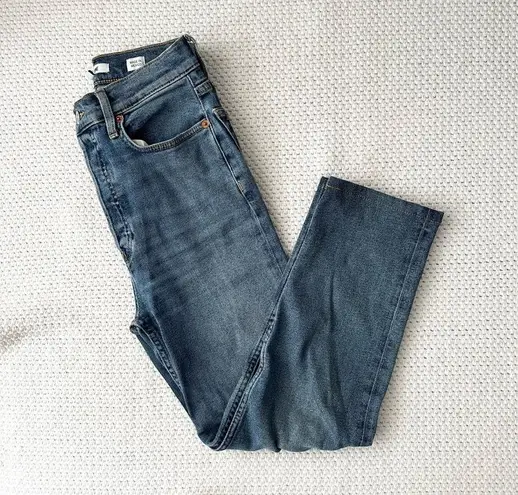 RE/DONE  The 70s Ultra High Rise Stove Pipe Denim Jeans 27 Medium 3 Blue Wash