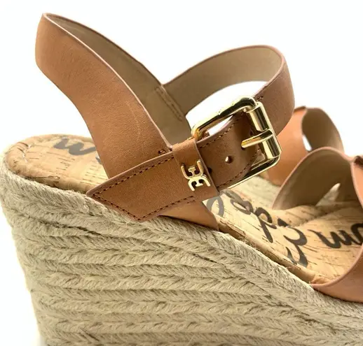 Sam Edelman  Maura Leather Espadrille Platform Brown Wedge Sandal Size 10 M