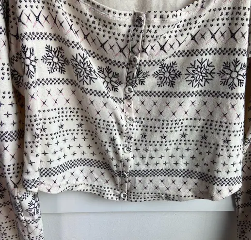 SKIMS NWOT Fair Isle Cream Pointelle Long Sleeve Pajama Top