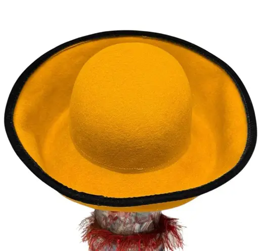 Vintage Bollman Hat Co. Doeskin Mustard Yellow Wool Felt Hat Medium Sequins