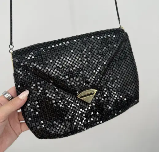 Vintage Black Mesh Metal Crossbody Purse Evening Formal