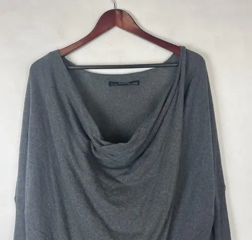 All Saints Size 4 Cowl Neck Sweater Charcoal Gray Cotton Convertible Cardigan