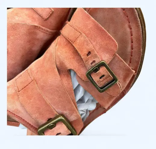 A.S.98 Tavon Leather Slide Sandals Orange Suede Buckle Eur Size 38 Boho Comfort