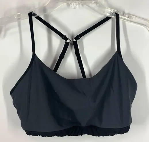 Ballys Women's Solid Adjustable Strap Back Hook Sports Bra Black Size Large