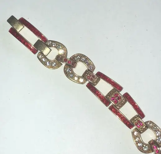 Camrose & Kross JBK Jackie Kennedy Equestrian Red Enamel CZ Rhinestone Bracelet