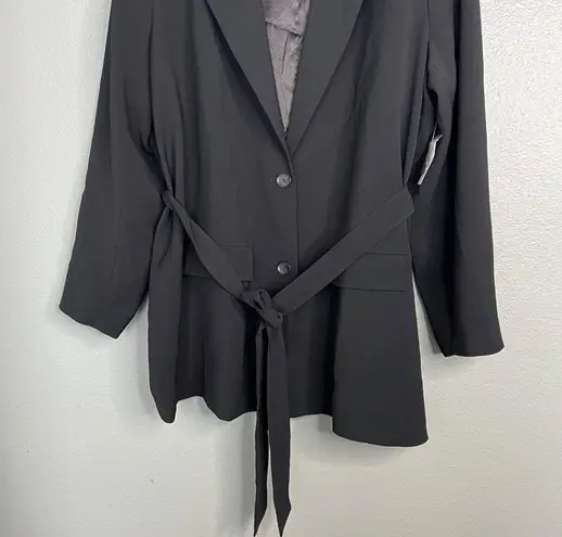 Good American NWT  Trench Blazer Jacket Belted Black 7 Plus Size 4XL