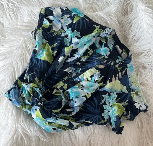 Caribbean Joe Vintage 100% cotton tropical cap sleeve button up, size S petite