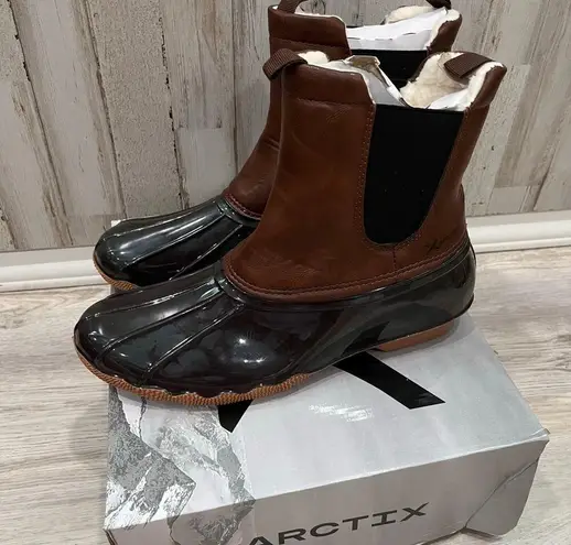 New! Arctix Faux Leather Brown McKenzie Duck Boots Rubber Womens Size 10