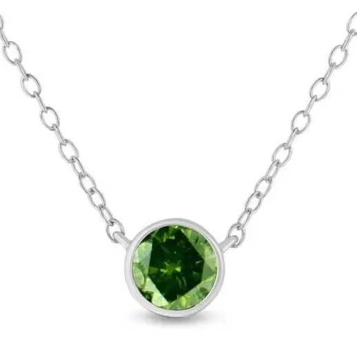 Brilliance Haus of  .925 Silver 1/2 Cttw Green Diamond 18" Pendant Necklace