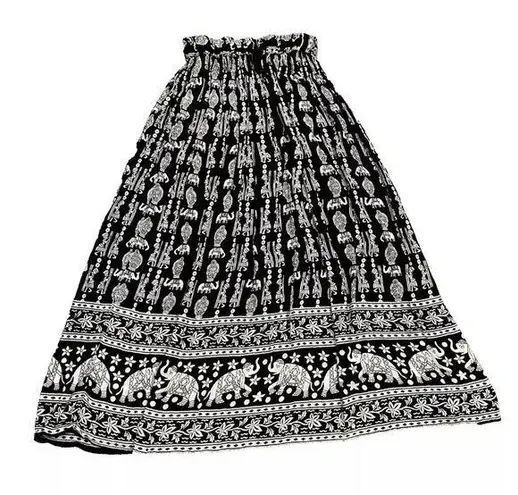 Ananda's Collection Indian Maxi Skirt Women Gypsy Hippie Retro Ethnic Size Small Black