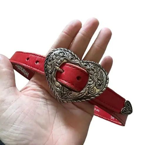 Wrangler Red Belt With Heart Buckle Design