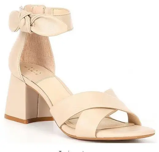 Alex Marie Adeline Leather Bow Block Heel Sandals Bisque Sz 6