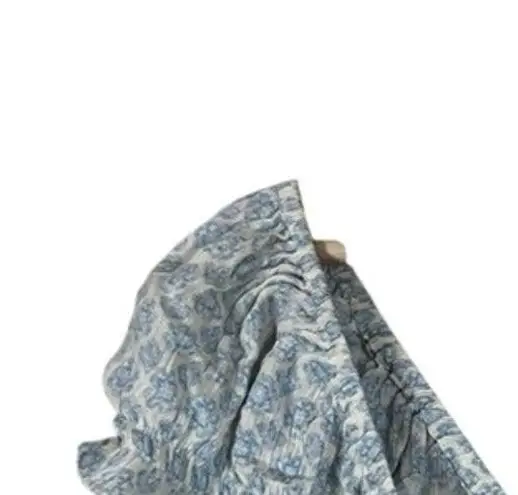 NWT Cotton Candy LA Crop Top Womens M Blue Smocked Ruffle Off Shoulder Milkmaid White Size M