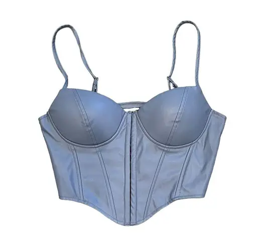 Say What? NWT Say What Light Blue Padded Cropped Bustier Top Front Closure Adj. Straps L