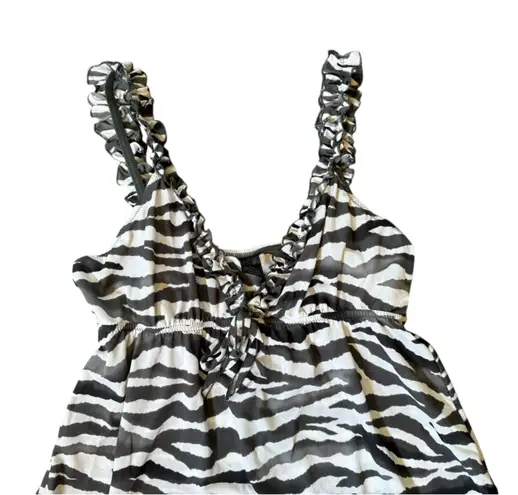 Smart & Sexy Black White Zebra Ruffle Sheer Lingerie Intimate Sexy Slip Dress