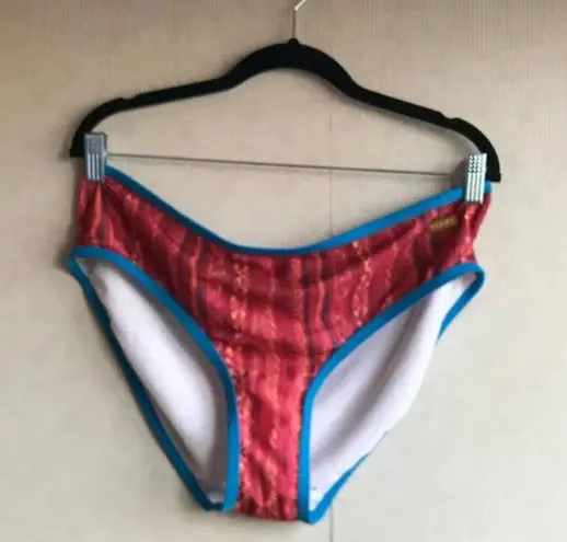 COOGI Bikini Bathing Suit Bottom Red Printed Blue Piping NWOT