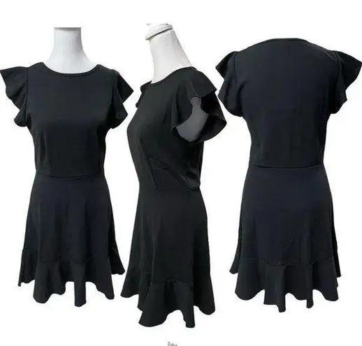 Floerns NWT Black Short Flutter Sleeve Above the Knee Pullover Dress Size Small
