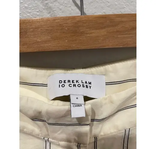 Derek Lam 10 CROSBY Striped Silky Ivory White Pockets Pants