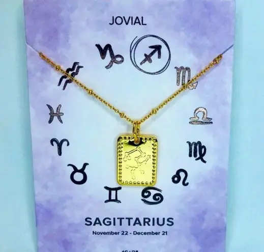 NEW 14K Goldplated Zodiac Tag Necklace Sagittarius NWT by Sterling Forever Gold