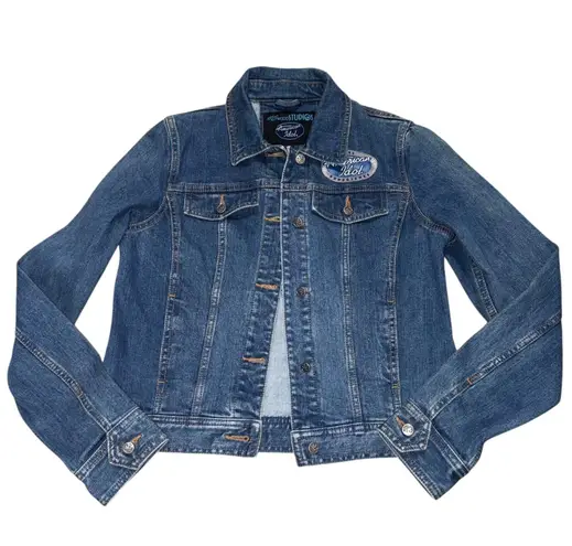Disney Parks Hollywood Studios American Idol Denim Jean Jacket Microphone Size S Blue
