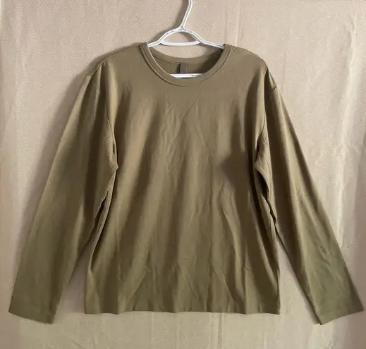SKIMS NWT Lounge Jersey Long Sleeve Top Khaki Sz S Cozy Lux Loungewear