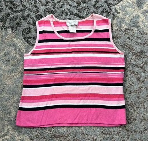 United States Sweaters Vintage  Striped Knit Tank Top Pink Large