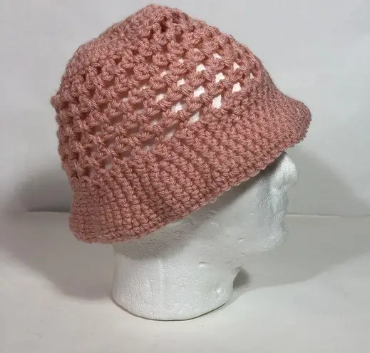 Handmade Pink Crochet Bucket Hat,  Bubblegum Twee